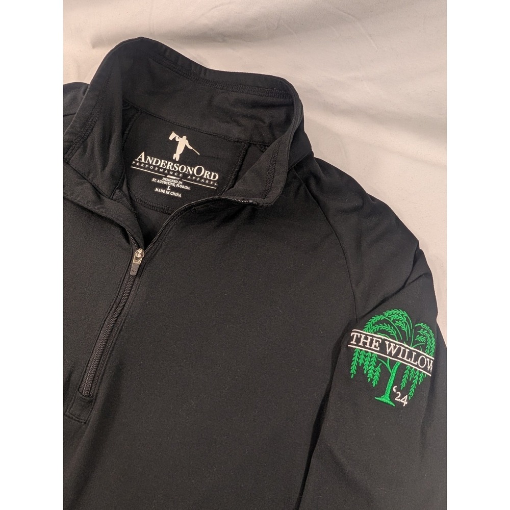 AndersonOrd Performance Quarter Zip Pullover Men Black Golf Stretch L The Willow